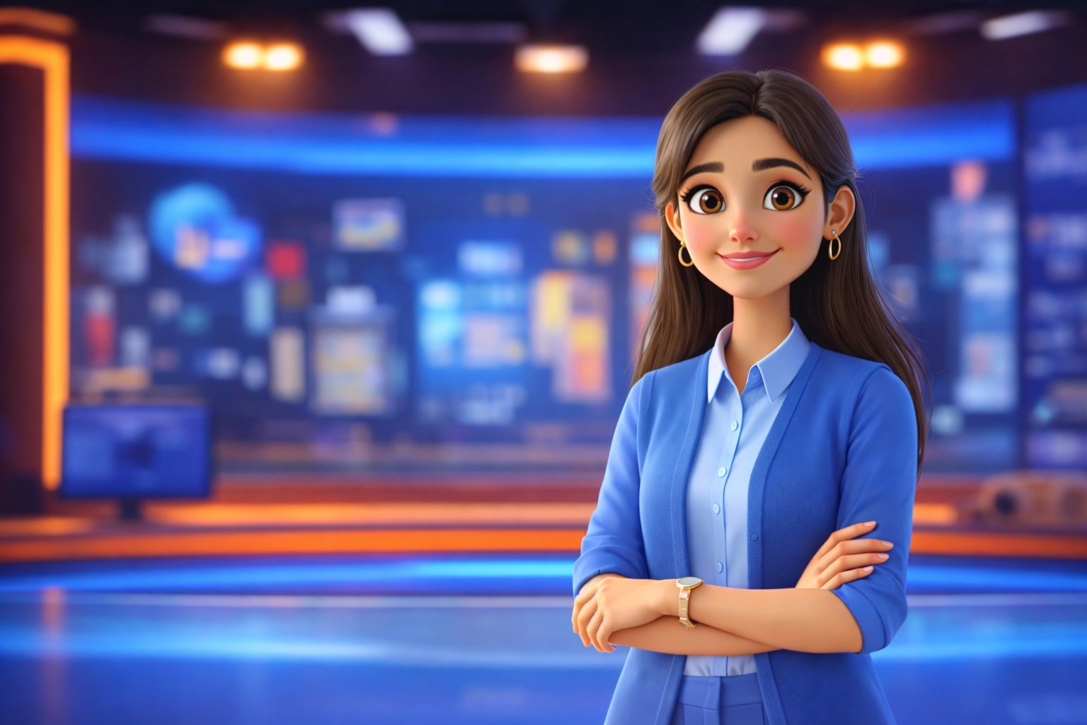 Lili, Limitless Technologies' AI insurance agent persona, in a broadcast studio